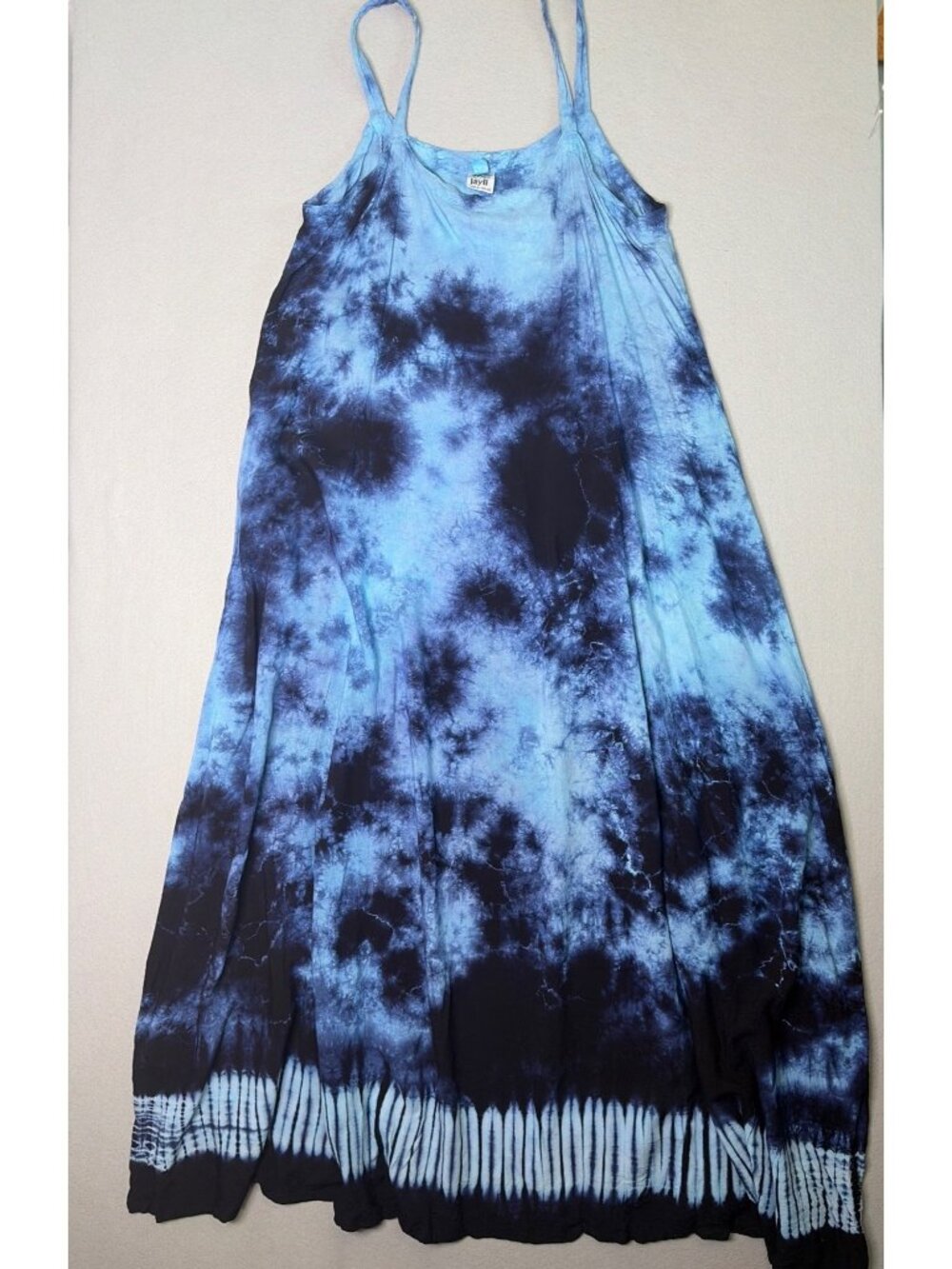 Jayli Imports Tie-Dye Maxi Tie-Back Dress Size L Hippie Casual Bohemian Beach